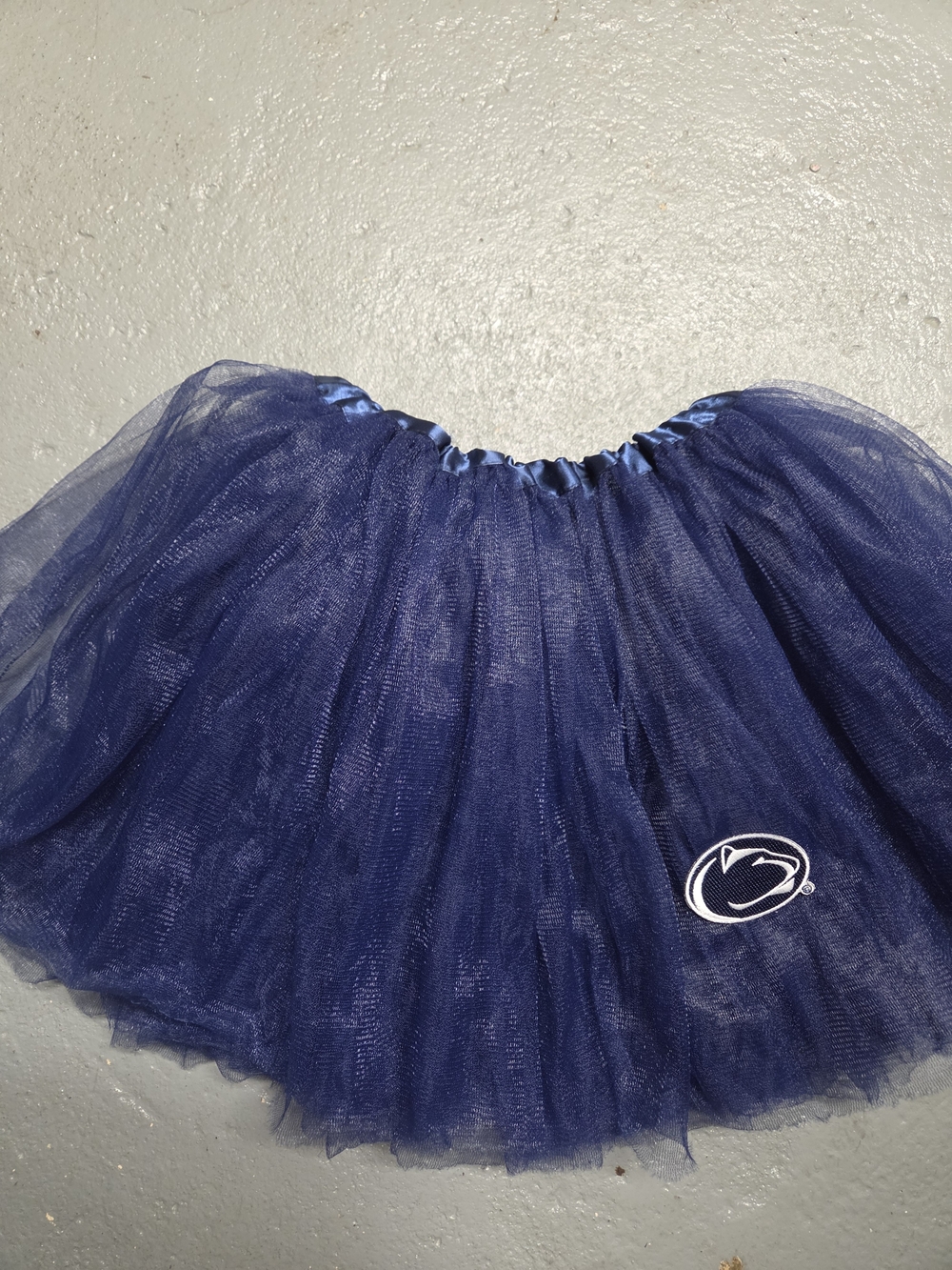 Navy Tulle Kids Skirt with Logo Accent